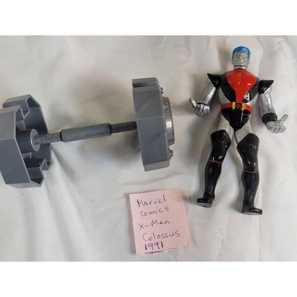 Toybiz X-Men Power Lift Colossus Variant Red and Black 1991 NM w/ weight - Picture 1 of 11